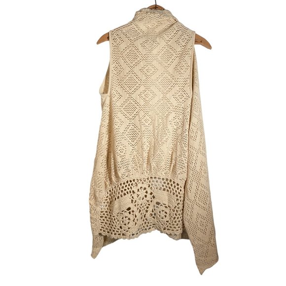 Rebecca Elliot Crochet Lace Cream Ivory Sleeveless Boho Vest SMALL Pre-owned: E - Picture 5 of 5